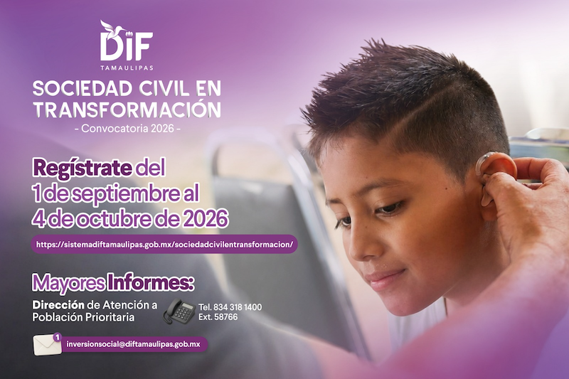 DIF Tamaulipas convocatoria Sociedad Civil en Transformación 2026.png